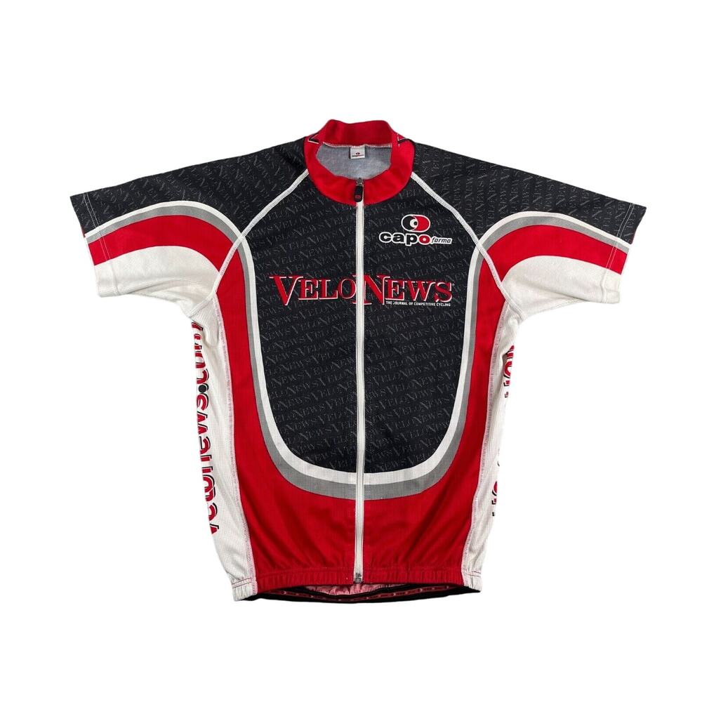 Capo Forma Jersey Mens Large Cycling Full Zip Velo News Red Black Made in Italy